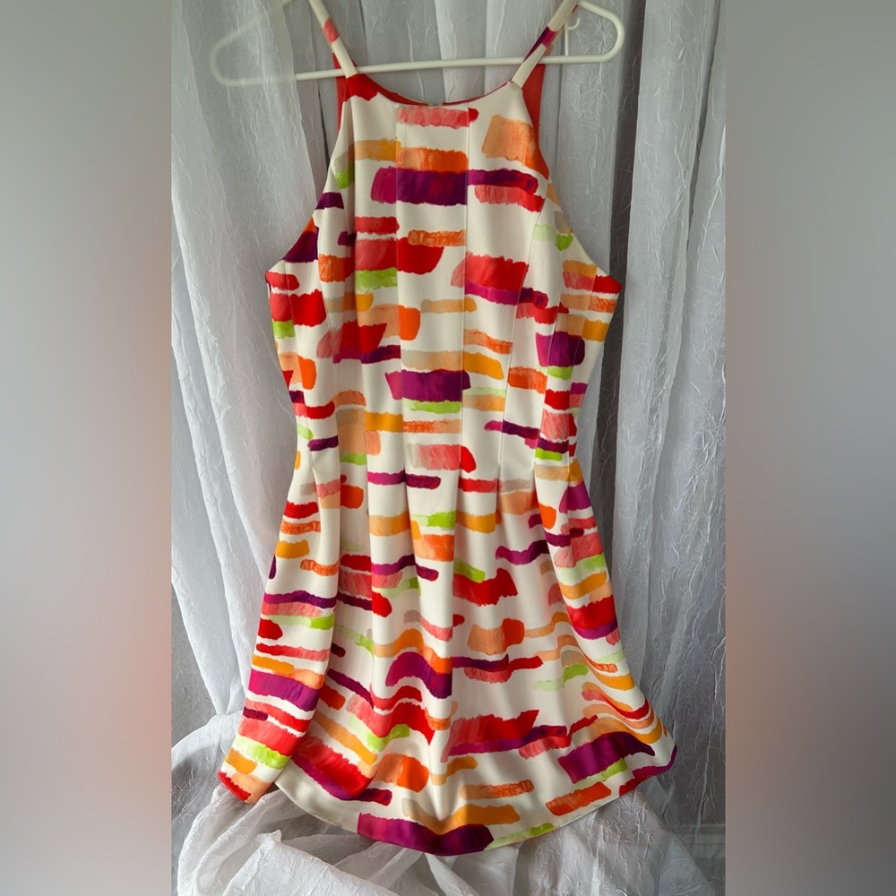 Vince Camuto Watercolor Paint Brush Fit and Flare Sun Dress